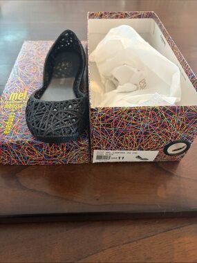 Melissa Black Laser-Cut Jelly Flat for Kids